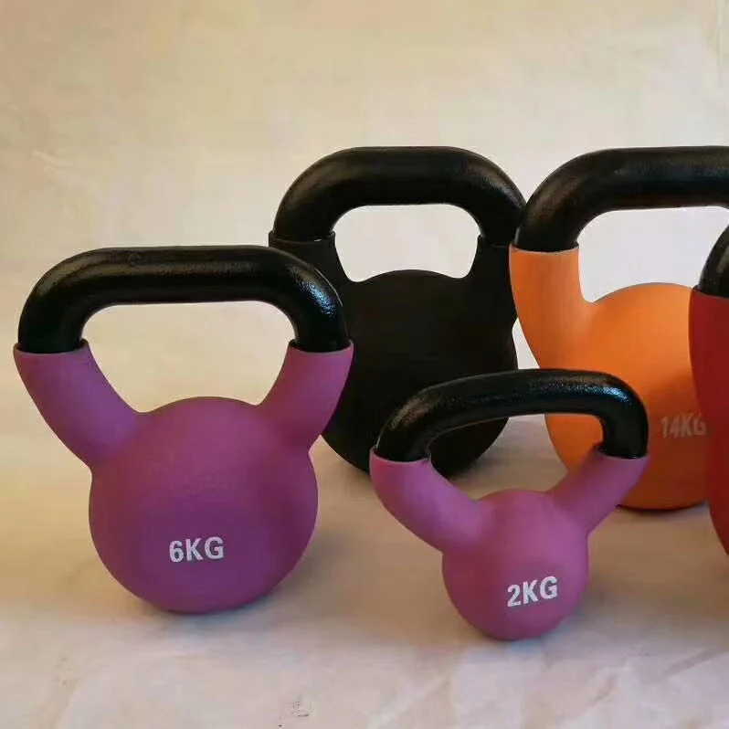 Home Gym Fitness Lifting Equipment Cast Iron Colorful Dipping Vinyl Kettlebell
