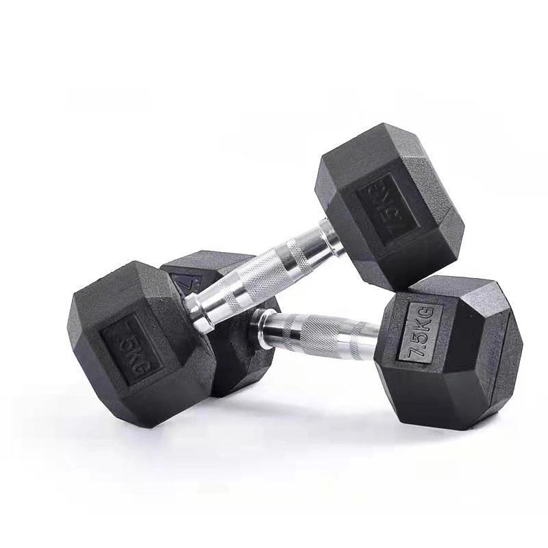 Rubber Coated Dumbbells Free Weight Fitness Hexagonal Hex Dumbbell