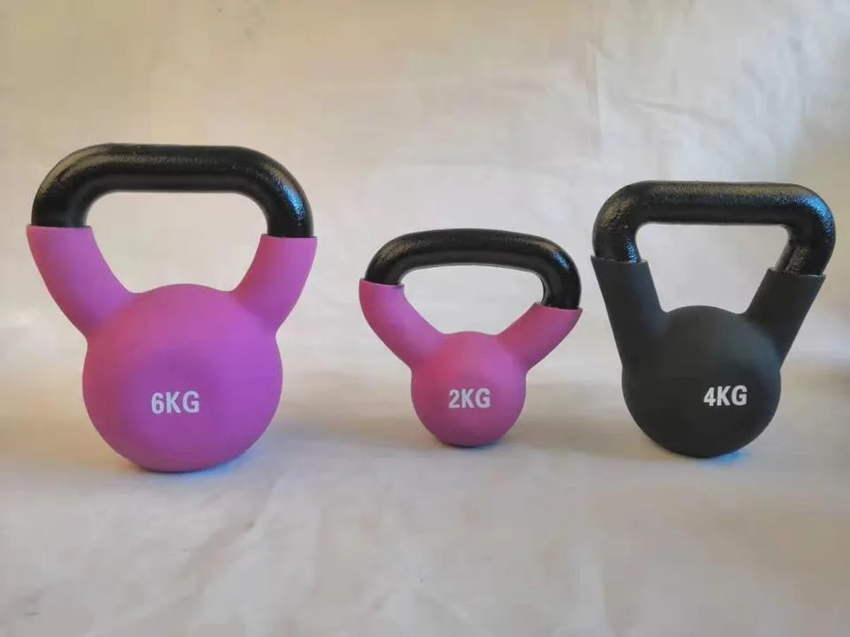 Home Gym Fitness Lifting Equipment Cast Iron Colorful Dipping Vinyl Kettlebell