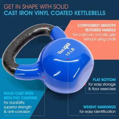 Venta caliente de color de hierro fundido recubierto de PVC Kettlebell- 5lbs 50lbs.