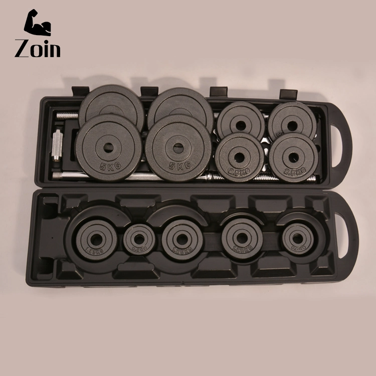 Zoin Portable 15kg 20kg 30kg Adjustable Black Grey Baking Painting Dumbbells Combination Dumbbell for Sale