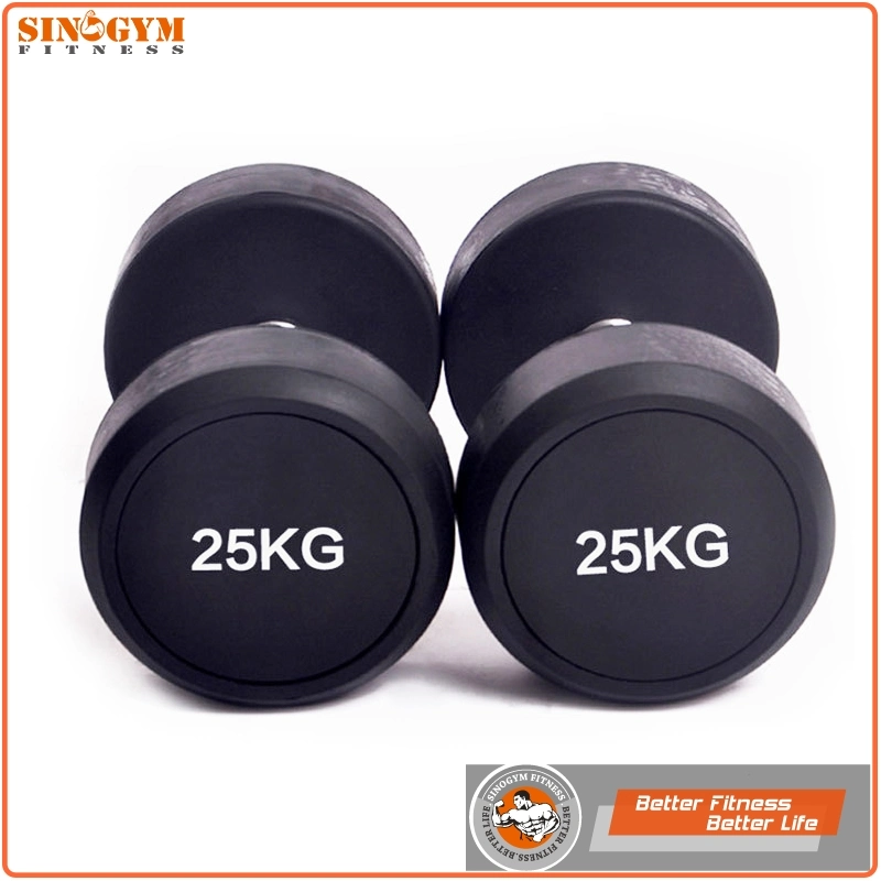 Black Rubber Coated Round End Knurling Grip Dumbbell