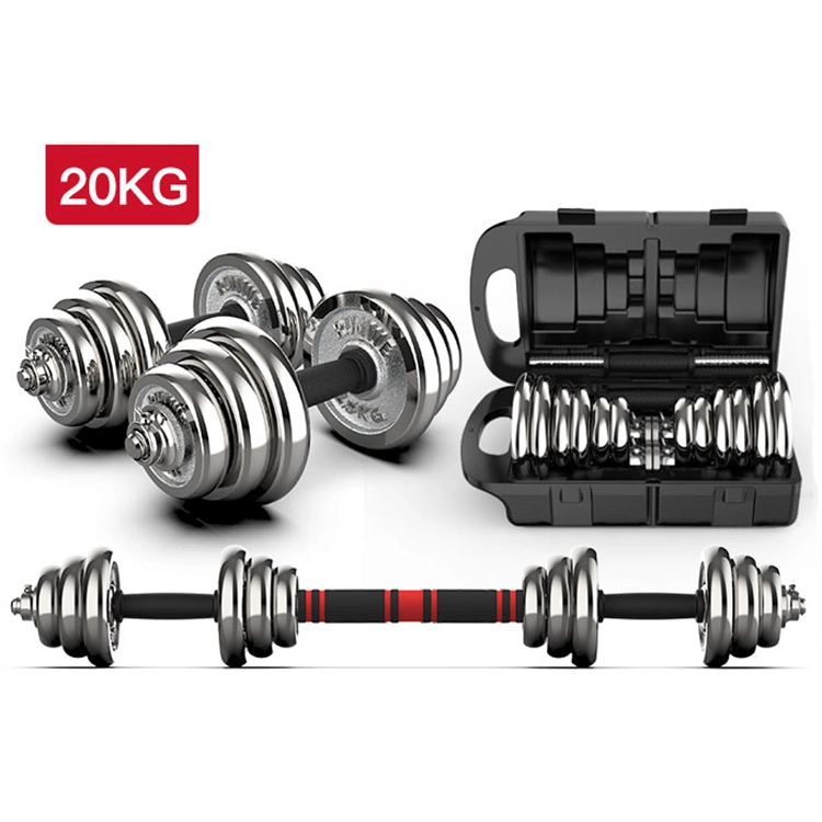 Weight Lifting Adjustable 50kg Cast Iron Chrome Painting Dumbbell Set