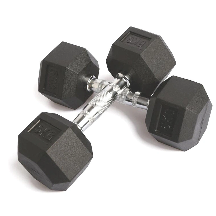 Free Weights Hex High Quality Rubber Power Training Equipment Rubber Dumbbell Set