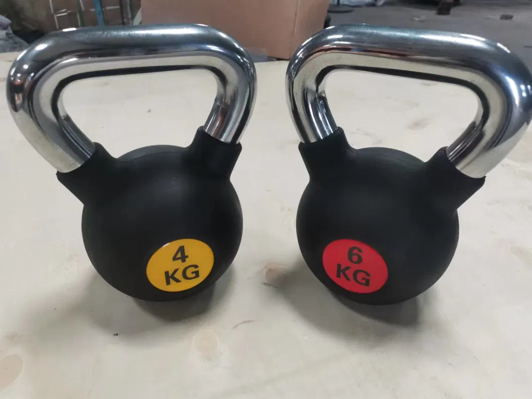Customized Logo Fitness Body Building Rubber Coated Cast Iron Kettlebell