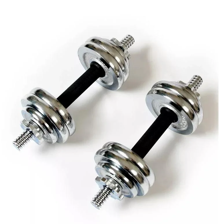 Wholesale Gym Equipment Bodybuilding Exercise Chrome Plates Adjustable Dumbbell Sets