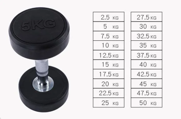 Fixed Black Rubber Dumbbell