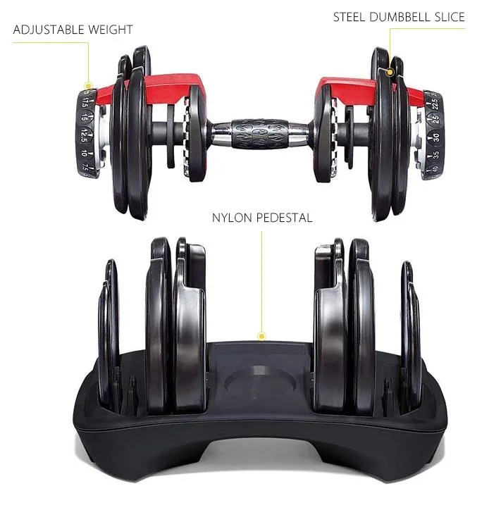 Gym Fitness Equipment Exercise Weight 24kg 52.5lb Adjustable Dumbbell Set
