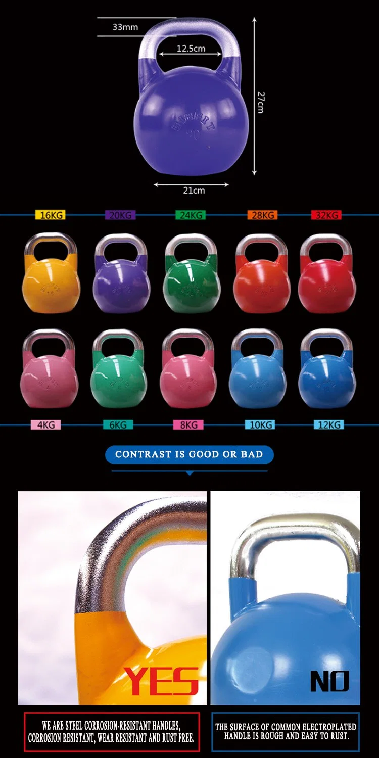 Top Quality Competition Gym Equipment Professional Colorful Fitness Steel Kettlebells