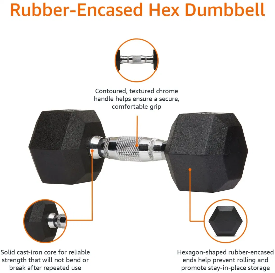 Wholesale Fitness Rubber Hex Dumbbell