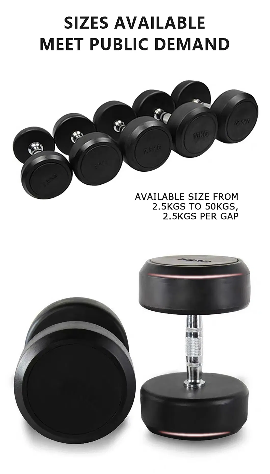 Gym Fitness Equipment Rubber Round Dumbbell