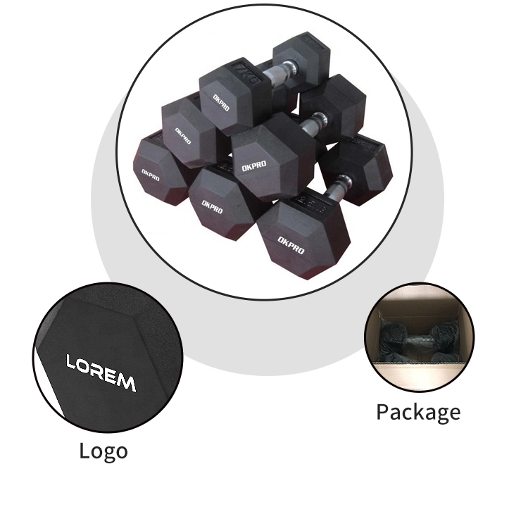 Factory Wholesale Customization Iron Dumbbell Set Gym Equipment Fitness Rubber Hex Dumbbell