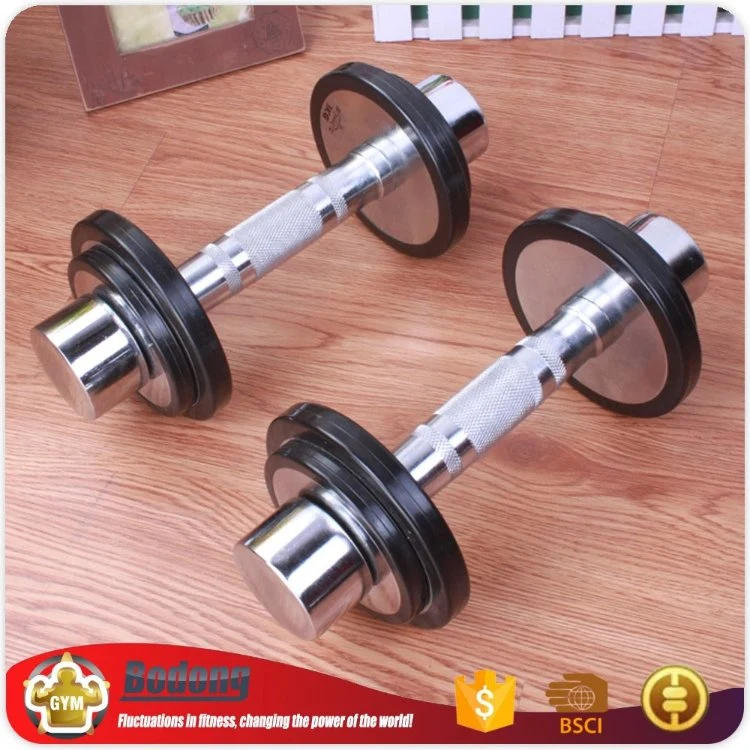 Black Body Building Gym Equipments Weight Lifting Iron and Rubber Dumbbell Set