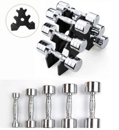 Fitness Equipment Electroplated and Rubber Coated Dumbbell Set Customized for Body Building