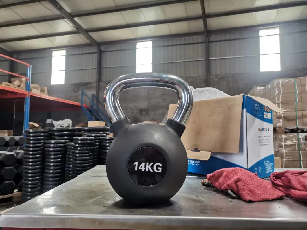 Customized Logo Fitness Body Building Rubber Coated Cast Iron Kettlebell