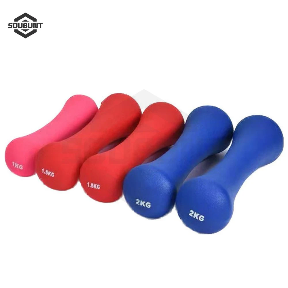 Factory Custom Women Use Vinyl PVC Neoprene Dipping Dumbbell Small Weight Bone Shape Dumbbell