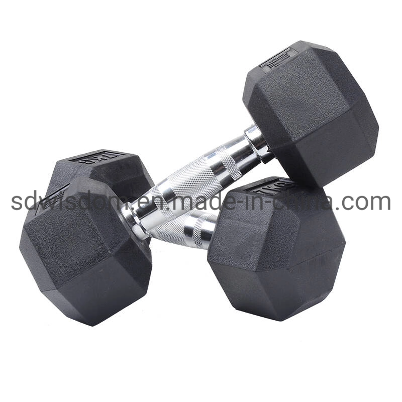 Gym Fitness Exercise Accessories Home Gym Chromed Rubber Hex Vinyl Dumbbell