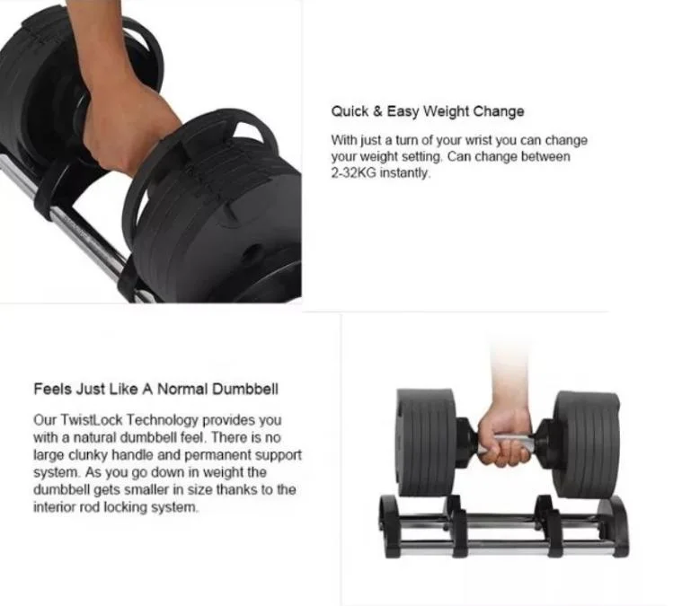Customized Logo Adjustable Gym Weight 20kg 24kg 32kg 40kg Chrome Barbell Dumbbell Set