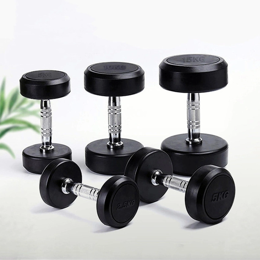 Crossfit Dumbbell Gym Dumbbell Round Rubber Dumbbells Gym Equipment Rubber Weight Lifting Rubber Round Dumbbell Set for Fitnesstraining