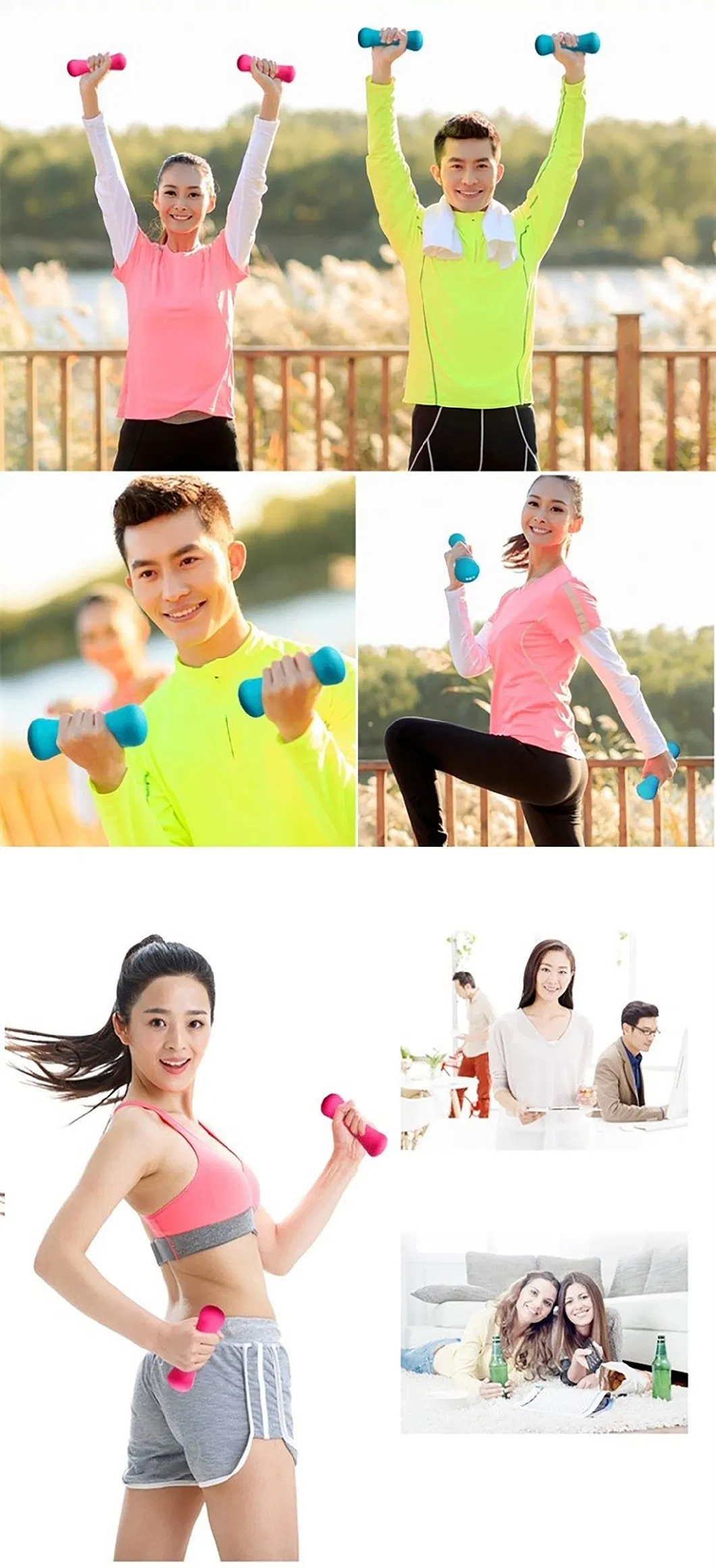 Customized Colourful Mini Cast Iron Dumbells DIP Plastic Women Used Bone Shape Neoprene Dumbbells