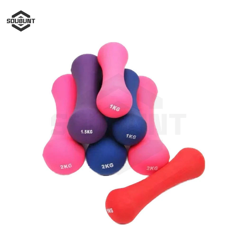 Factory Custom Women Use Vinyl PVC Neoprene Dipping Dumbbell Small Weight Bone Shape Dumbbell