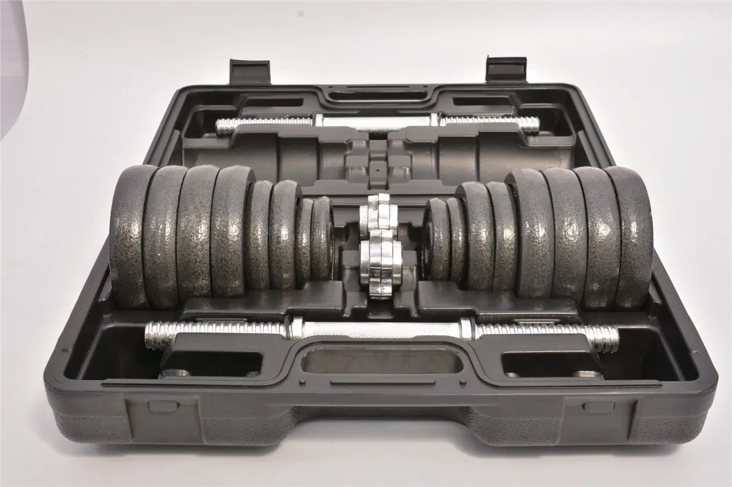 Cast Iron Adjustable Dumbbell Set for Home Gym - 44 Lbs (20 kg) - Black