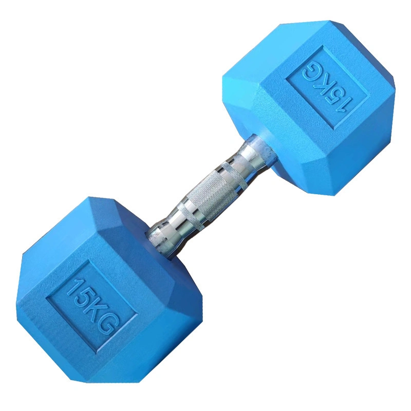 Wholesale Gym Weights Fitness Equipment Manufacture Weight Lifting Crossfit Rubber Coated Hex Dumbbell Body Building Gym Dumbbell