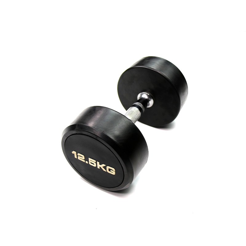 High Quality Black Rubber Coated Round Dumbbell