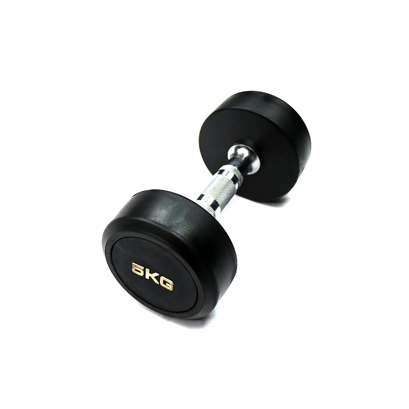 High Quality Black Rubber Coated Round Dumbbell