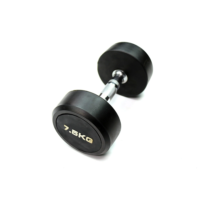 High Quality Black Rubber Coated Round Dumbbell