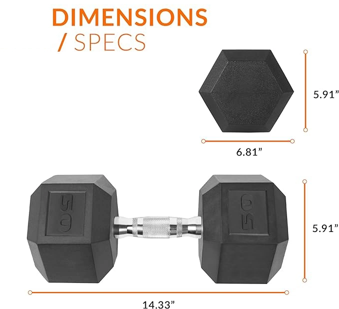 Hex Rubber Coated Dumbbell Set for Training