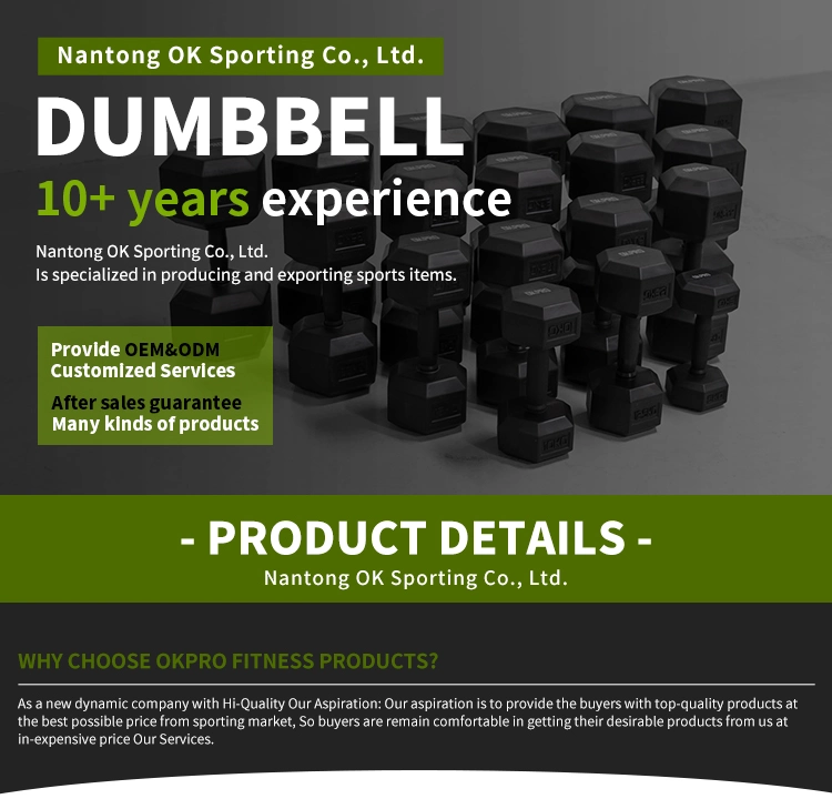High Quality Exercise Equipment Rubber Coated Dumbells Non-Detachable Free Weights Gym Hexagonal Hex Dumbbell