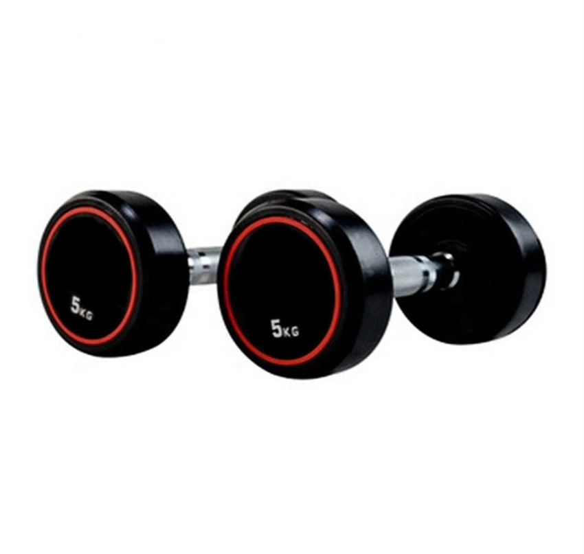 Rubber Round Dumbbell Set Home Free Weights Weight Lifting Rubber Coated Round Head Fixed Dumbbell with Chrome End Cap