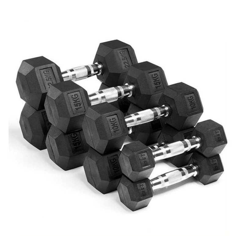 Hex Rubber Coated Dumbbell Set for Training