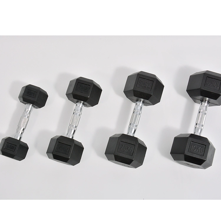 Gym Equipment Hex Dumbbells Black Rubber Hex Dumbbell 2.5-50kg Hex Dumbbell for Weight Lifting