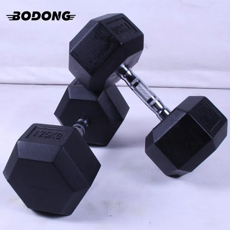 Gym Lifting Strength Equipment Rubber Coated Solid Steel Hex Weights Dumbbells Manufacture Factory Price Hex Rubber Dumbbell Home Gym Dumbbell