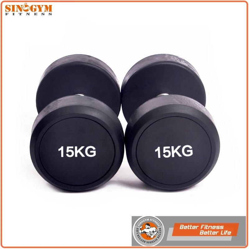 Black Rubber Coated Round End Knurling Grip Dumbbell