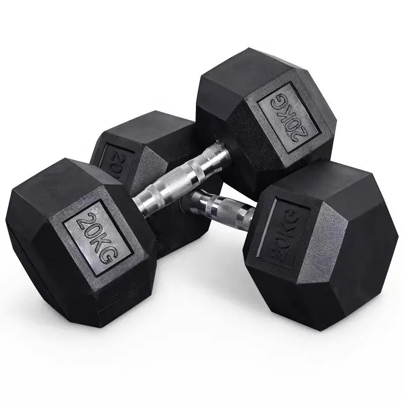 Rubber Coated Dumbbells Free Weight Fitness Hexagonal Hex Dumbbell