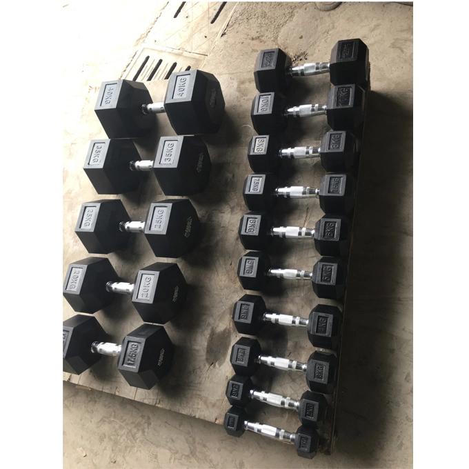 Free Weights Dumbbells with Rubber Coated Cast Iron Hex Black Dumbbell