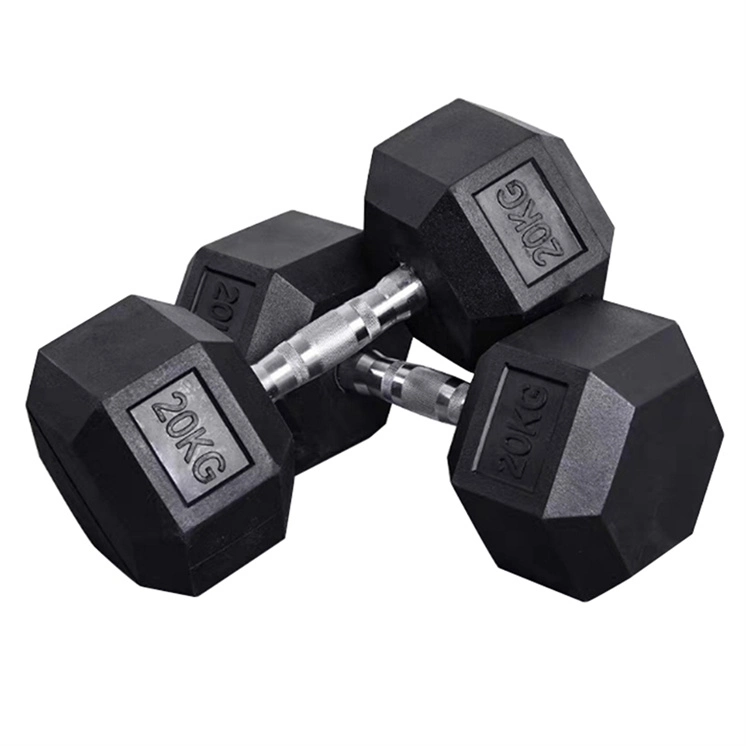 Whosale Small MOQ Cheap Free Weights Sale Fitness Hex Black Rubber Plastic Coated Mancuerna Dumbbells Dumbbell Set