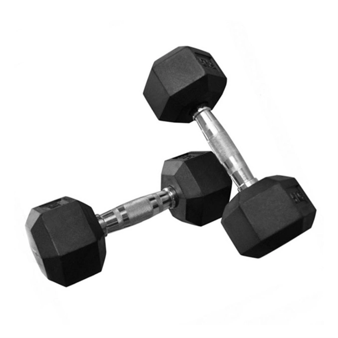 Whosale Small MOQ Cheap Free Weights Sale Fitness Hex Black Rubber Plastic Coated Mancuerna Dumbbells Dumbbell Set