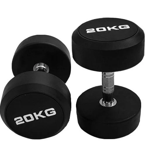 Professional Gym Fitness Equipment Round Head Rubber Coated Dumbbell