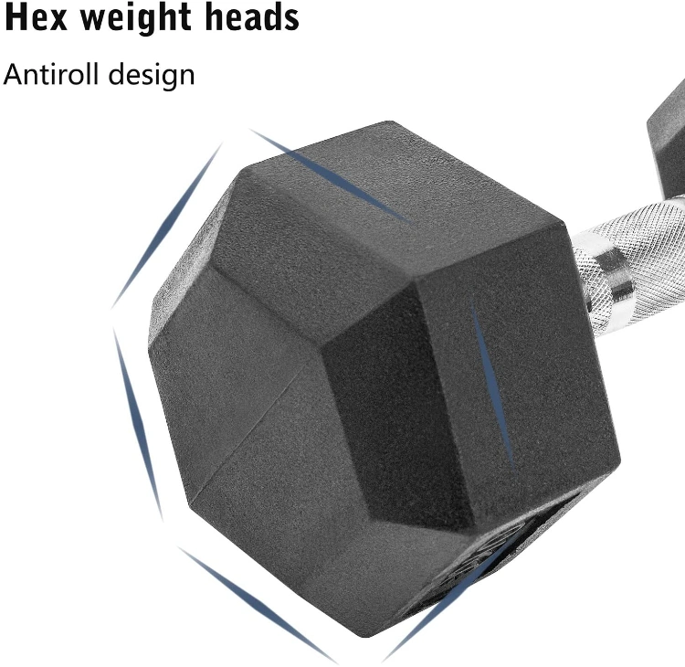 Hexagonal Rubber Covered Dumbbell Gym Men&prime; S Dumbbell Home Fitness Dumbbell