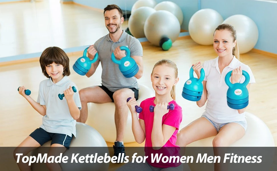 Kettlebell Set Topmade Vinyl Coated Cement Adjustable Kettlebell Weights Set Exercise Fitness Kettle Ball Dumbbell Grip Weight Kettlebells for Home Gym