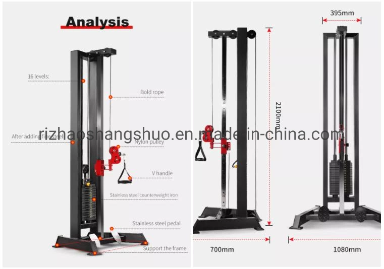 Wall Mount Cable Station Pull Down with Adjustable Dual Pulley System