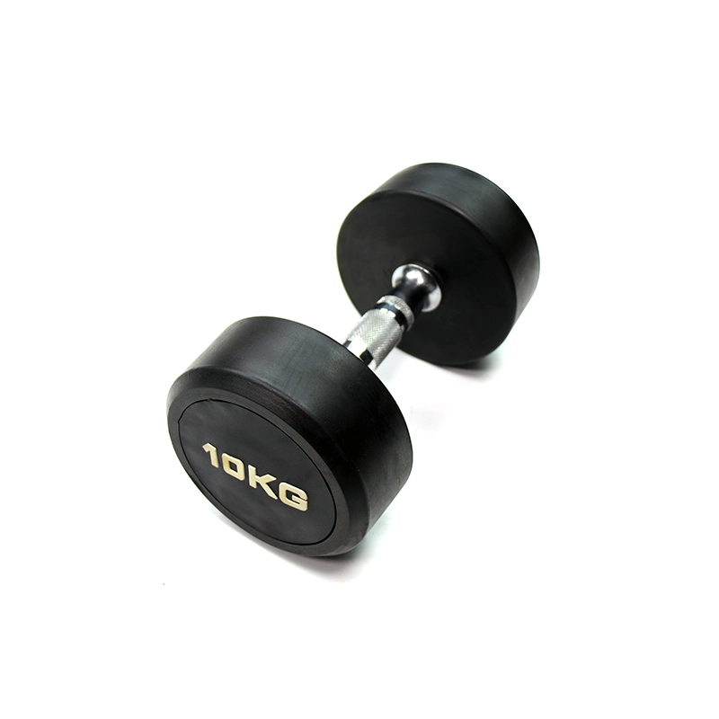 High Quality Black Rubber Coated Round Dumbbell