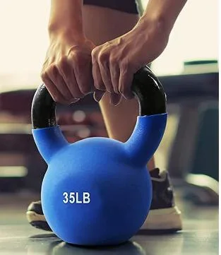 Customed Gym Weight Neoprene Coated Solid Cast Iron Kettlebell with Enamel Finish 45 Pound