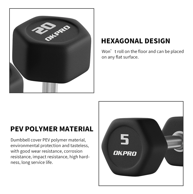 Okpro Factory Wholesale Commercial Home Use Hex Pev Gym Dumbbell Weight Set