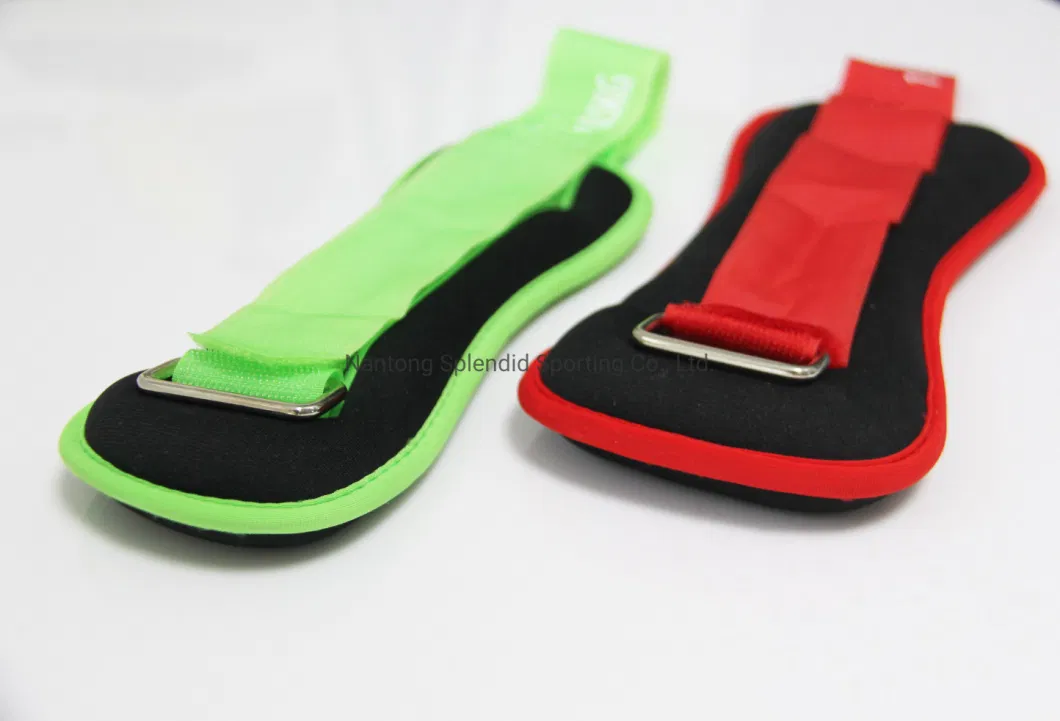 Wholesale High Quality Leg Weights Waterproof Neoprene Sands Fabric Adjustable Green Neoprene 1kg Arm Leg Ankle Wrist Weights Ankle Weights
