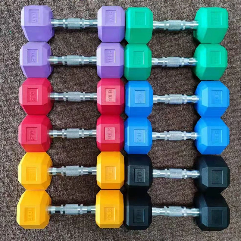 Gym Fitness Equipment Body Building Factory Wholesale Price Manufacture Power Training Customizable China Factory Colorful Hex Dumbbells